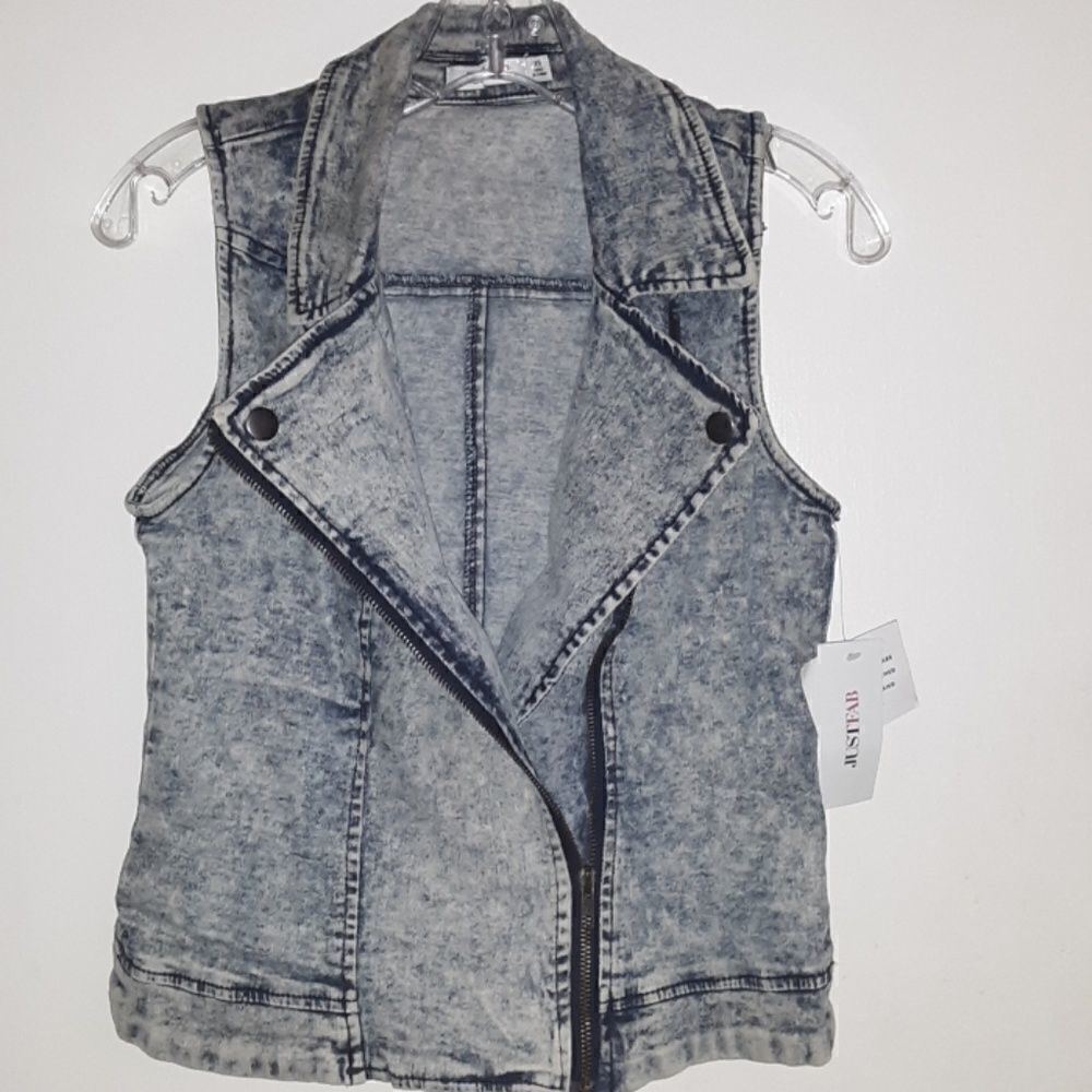 Jus Fab Acid Wash Jeans Vest